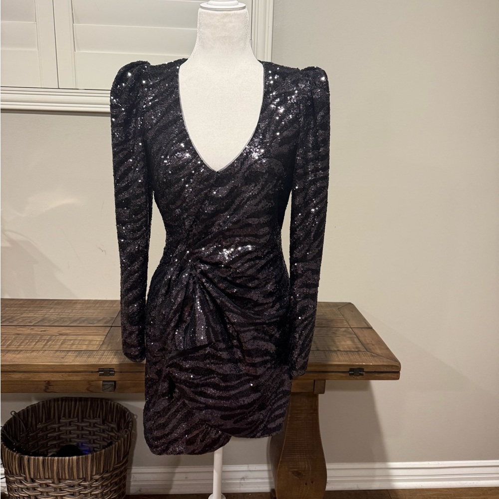 NWOT Parker Black Sequin Long Sleeve Dress
